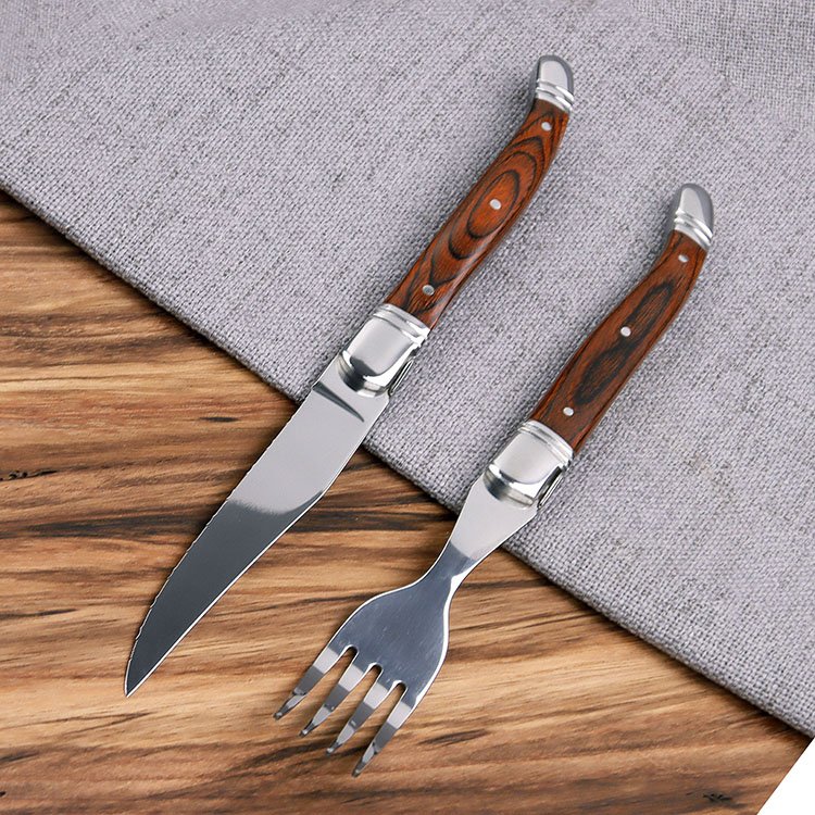 Professional Kitchen Cutlery Serrated Steak Knives spoons and forks laguiole steak knife set