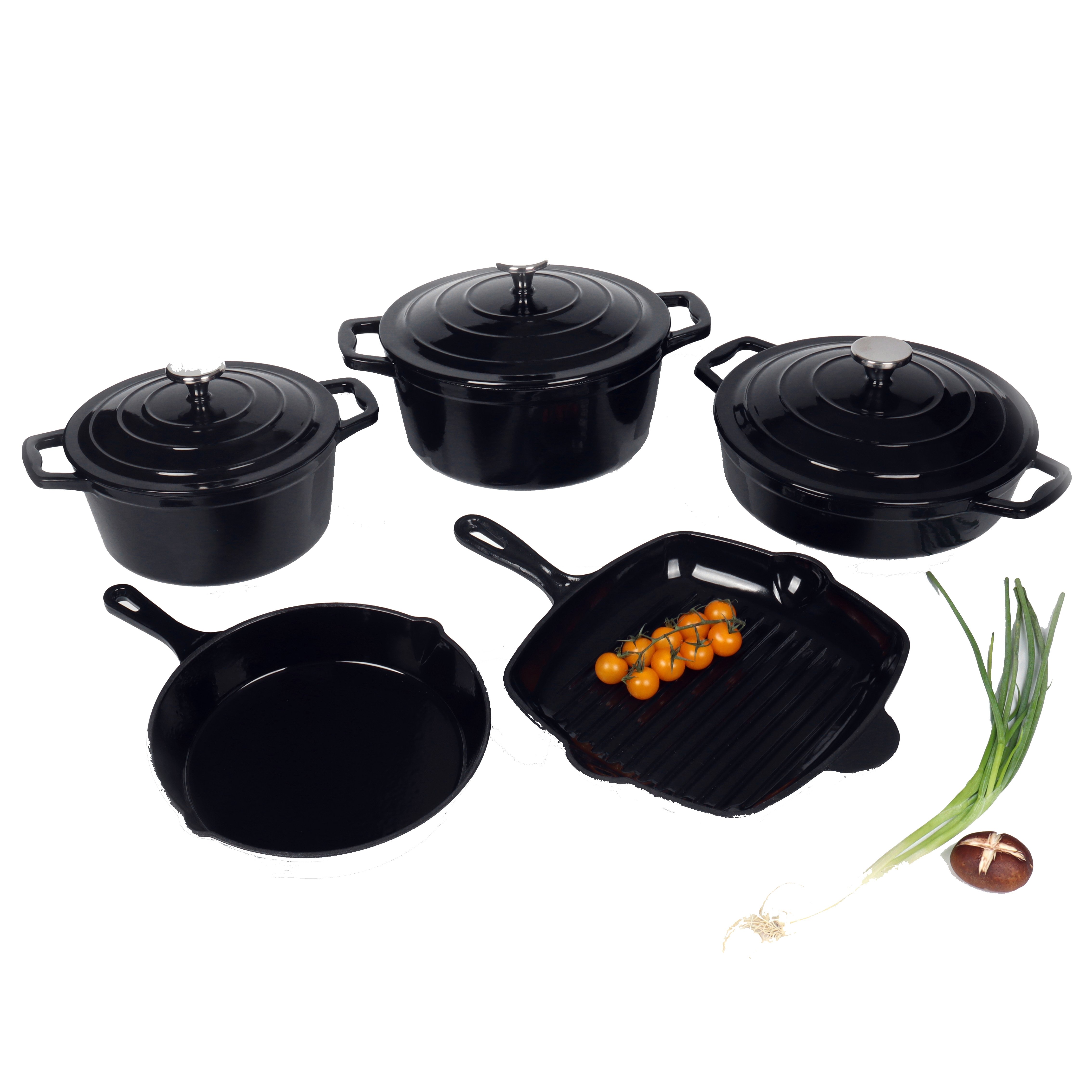 Wholesale Enameled Kitchen Cooking Pots And Pans 12 13 Pcs Cast Iron Non-stick Cookware Set