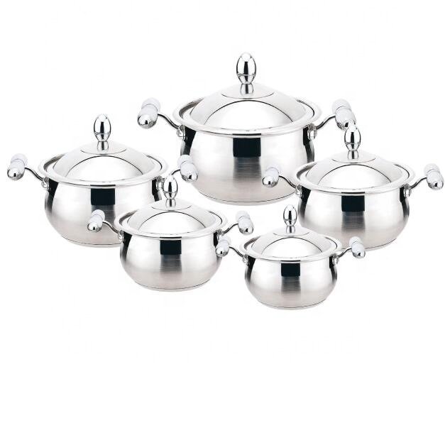 High Quality 5 Pcs Caribbean Enamel Cast Iron Round Casserole Cast Iron Cookware Set