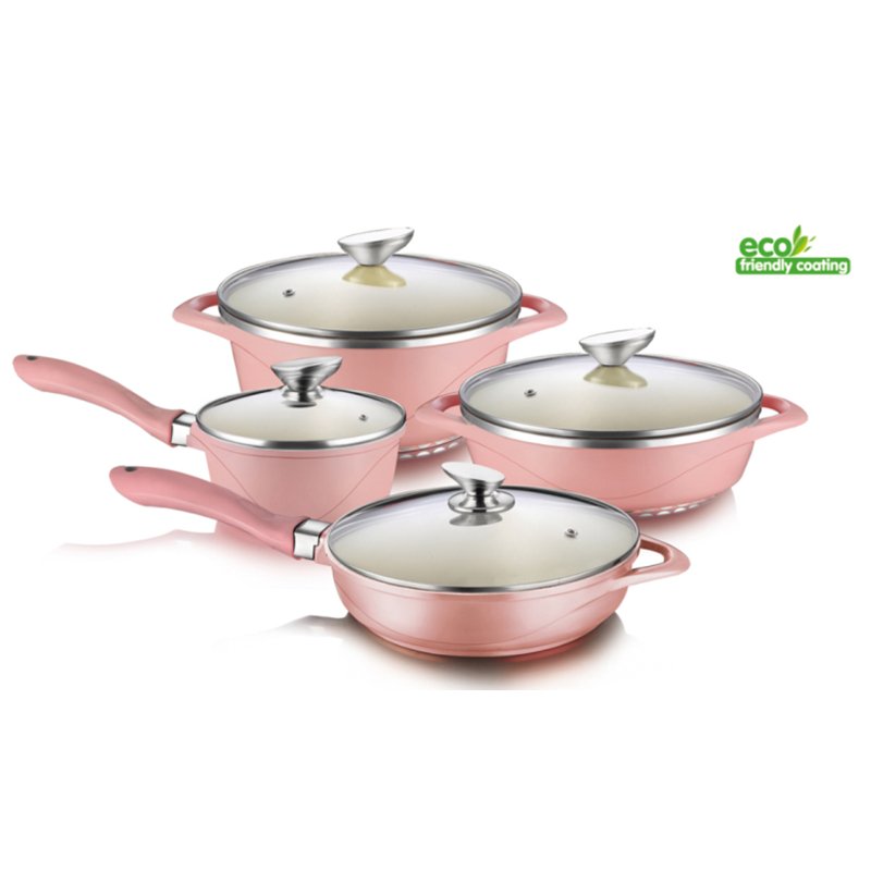 Nonstick 8 pieces cast aluminum cookware set with induction bottom OEM