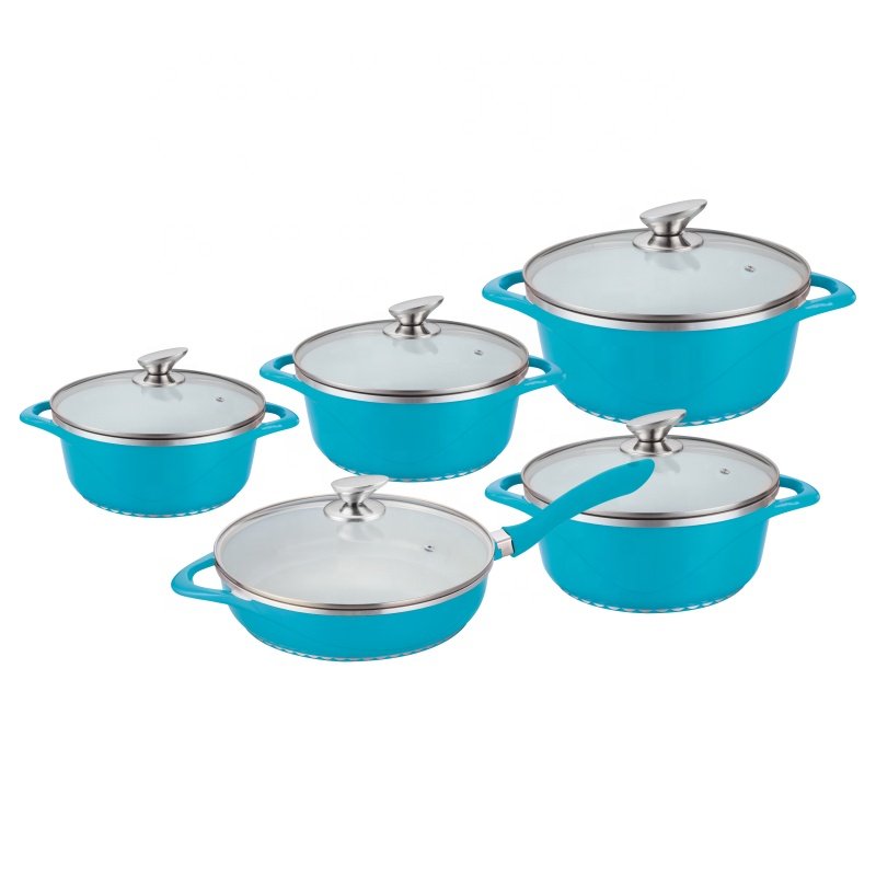 Nonstick 8 pieces cast aluminum cookware set with induction bottom OEM