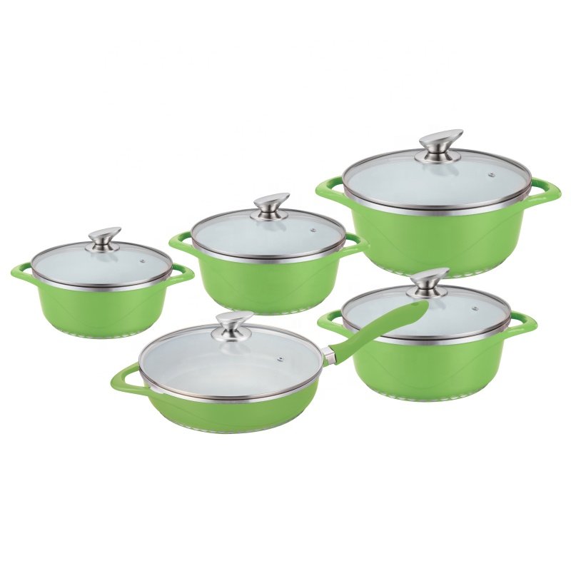 Nonstick 8 pieces cast aluminum cookware set with induction bottom OEM