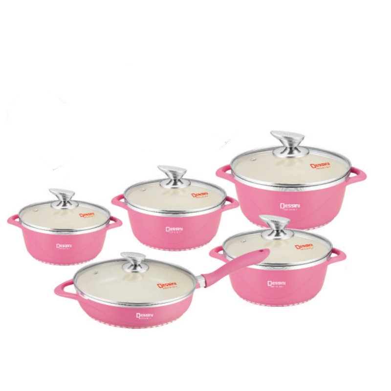 Nonstick 8 pieces cast aluminum cookware set with induction bottom OEM