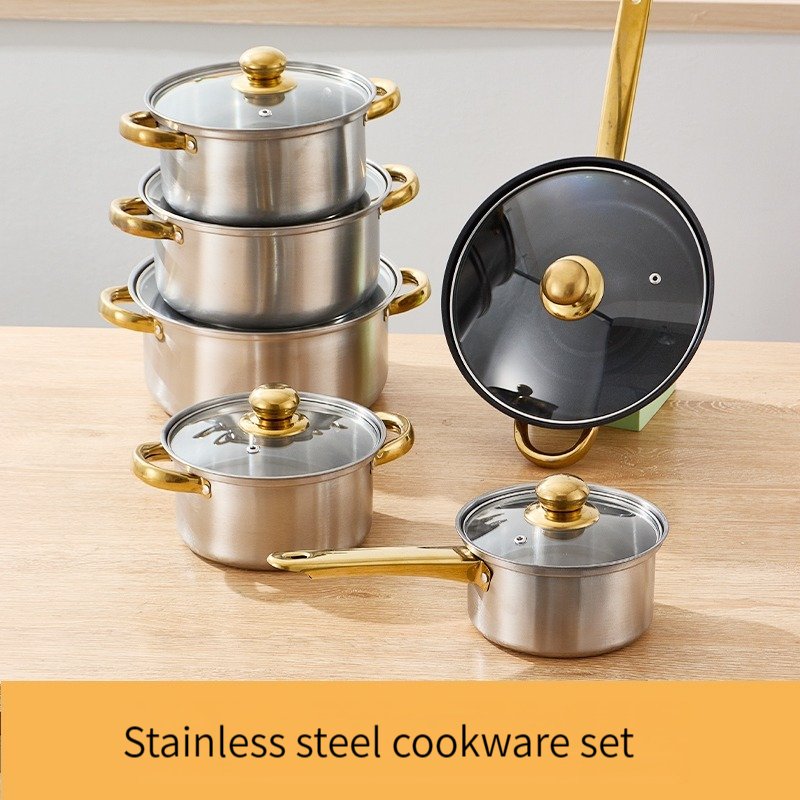 China 6PCS High Quality Nonstick Pots and Pans Set Stainless Steel Kitchen Cookware Cooking Pot Set