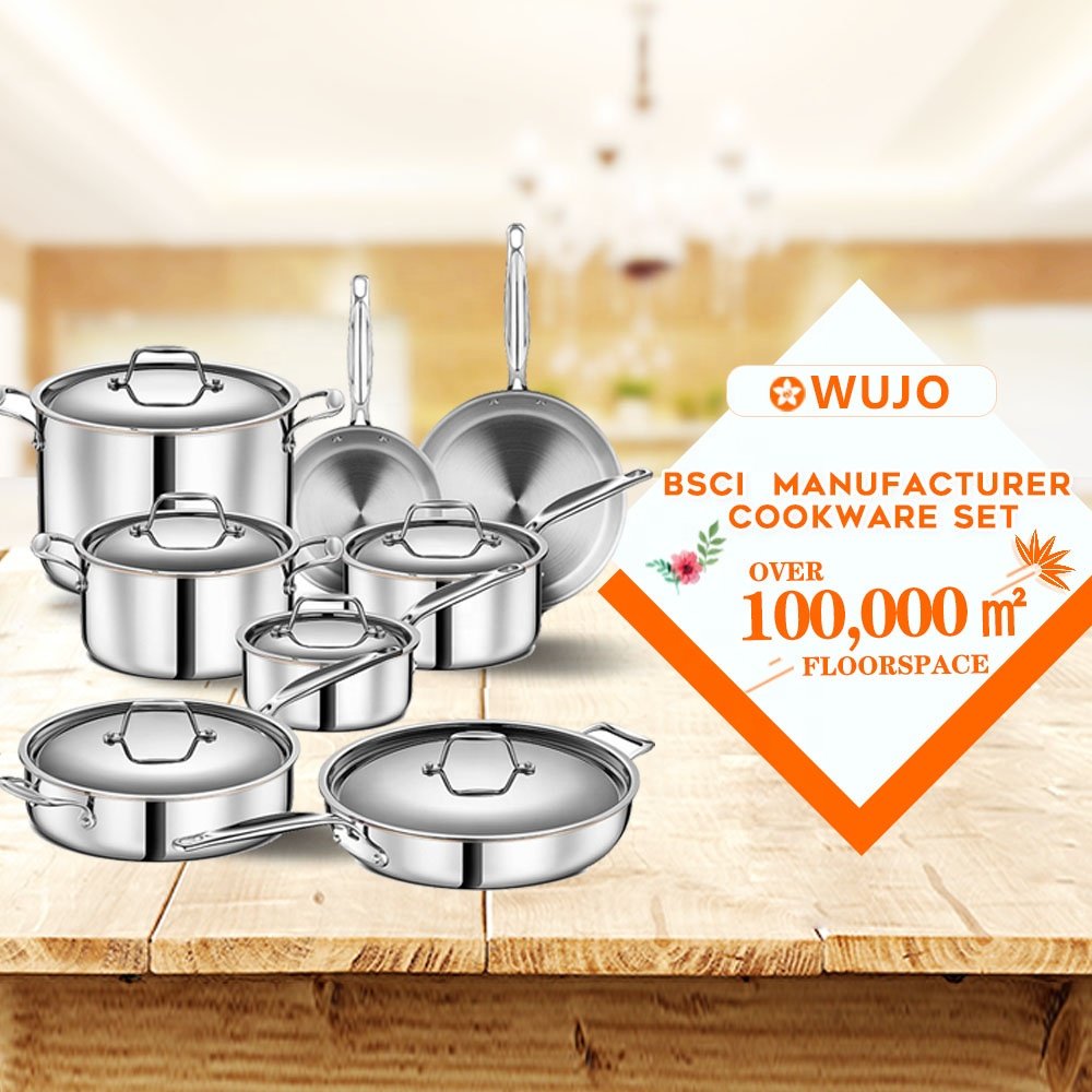 Manufacturer 3pcs Set Large Capacity Non Stick Custom Logo Stainless Steel Cookware Set for Soup