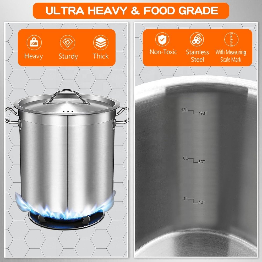 Manufacturer 3pcs Set Large Capacity Non Stick Custom Logo Stainless Steel Cookware Set for Soup