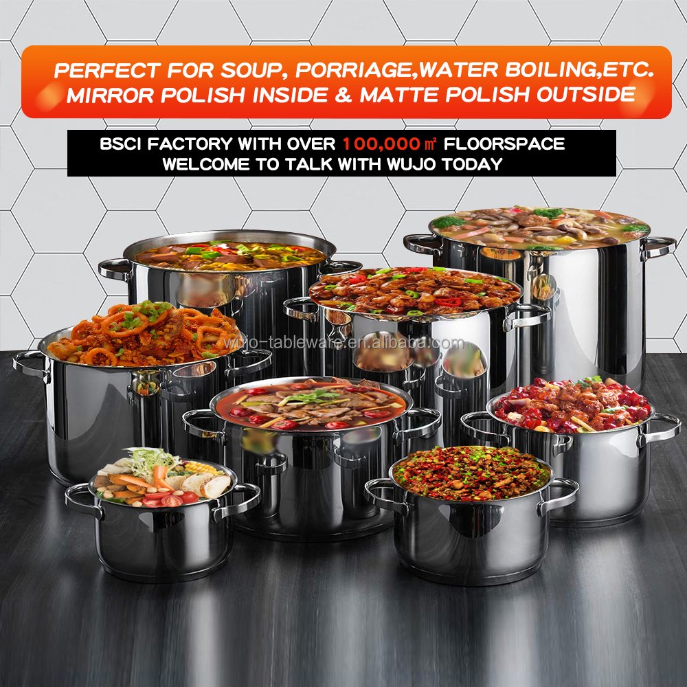 Manufacturer 3pcs Set Large Capacity Non Stick Custom Logo Stainless Steel Cookware Set for Soup