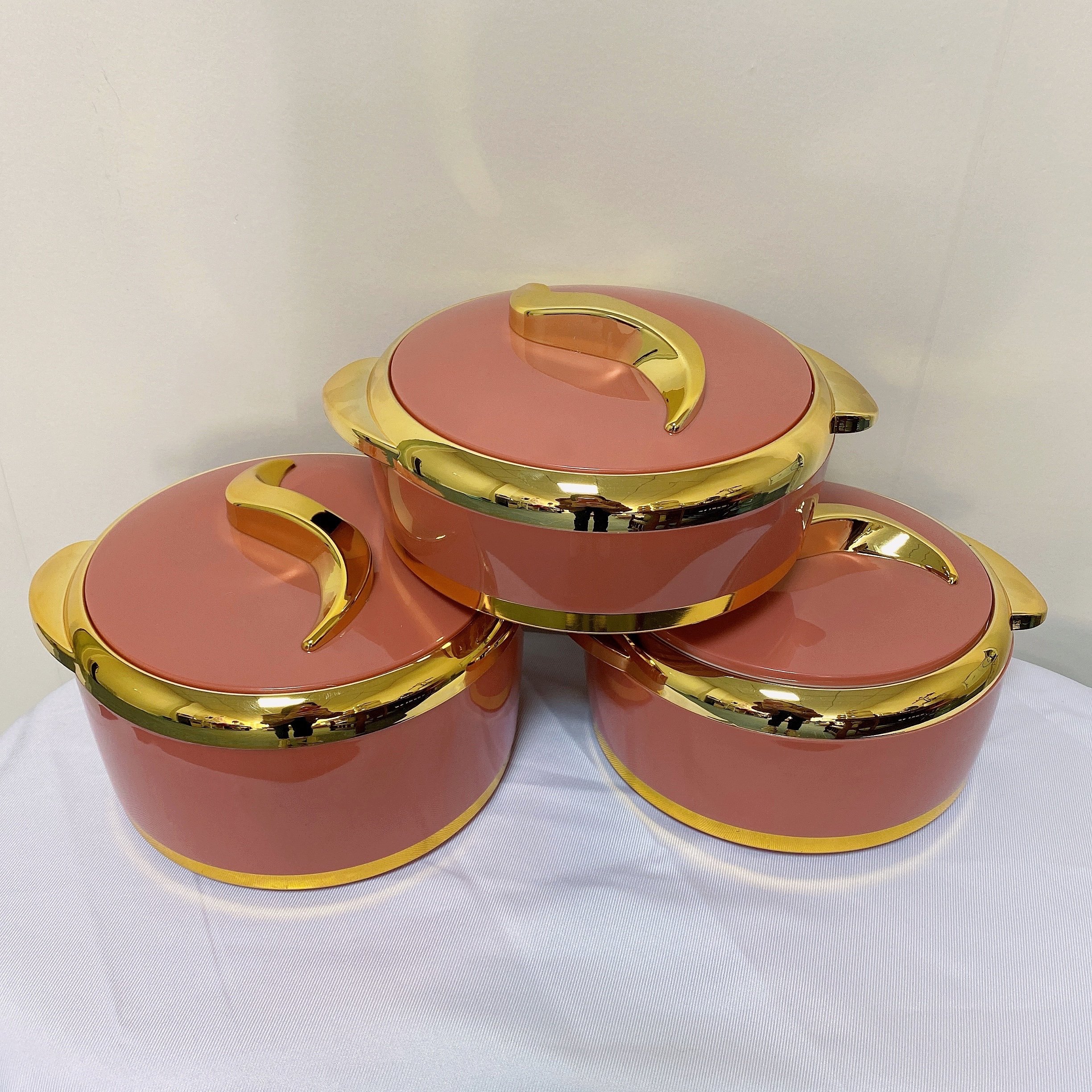 Africa market home use 3 Pcs/set Thermos Warm Food Storage Plastic Insulated Casserole Hot Pot Food Warmer Container Set