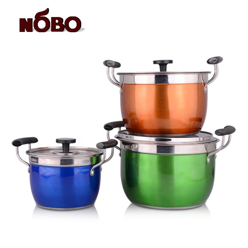 10pcs Chinese evenly heating cooking casserole stainless steel pot set kitchen with glass lid