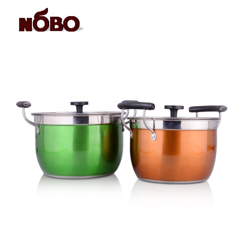 10pcs Chinese evenly heating cooking casserole stainless steel pot set kitchen with glass lid