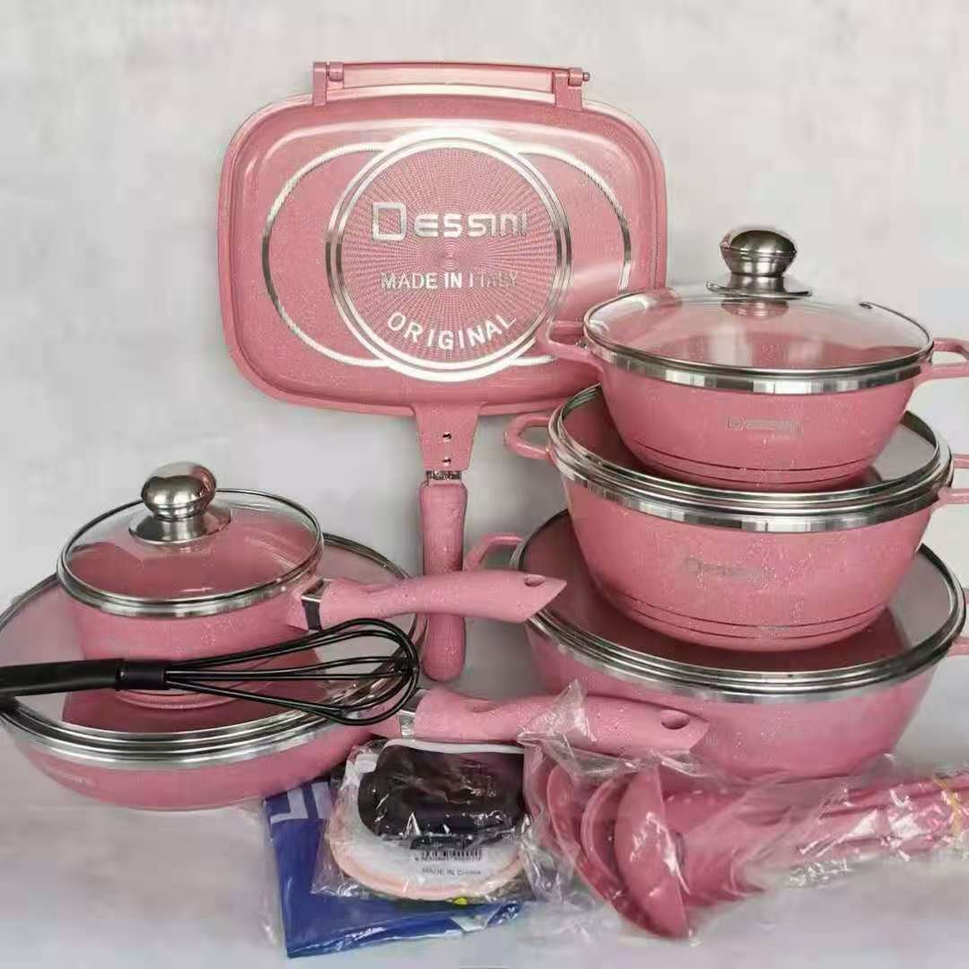 ASSMILE set of kitchen and aluminum cooking pot setPans Non-stick Stainless Steel Dessini 23pcs Non Stick Cookware Set