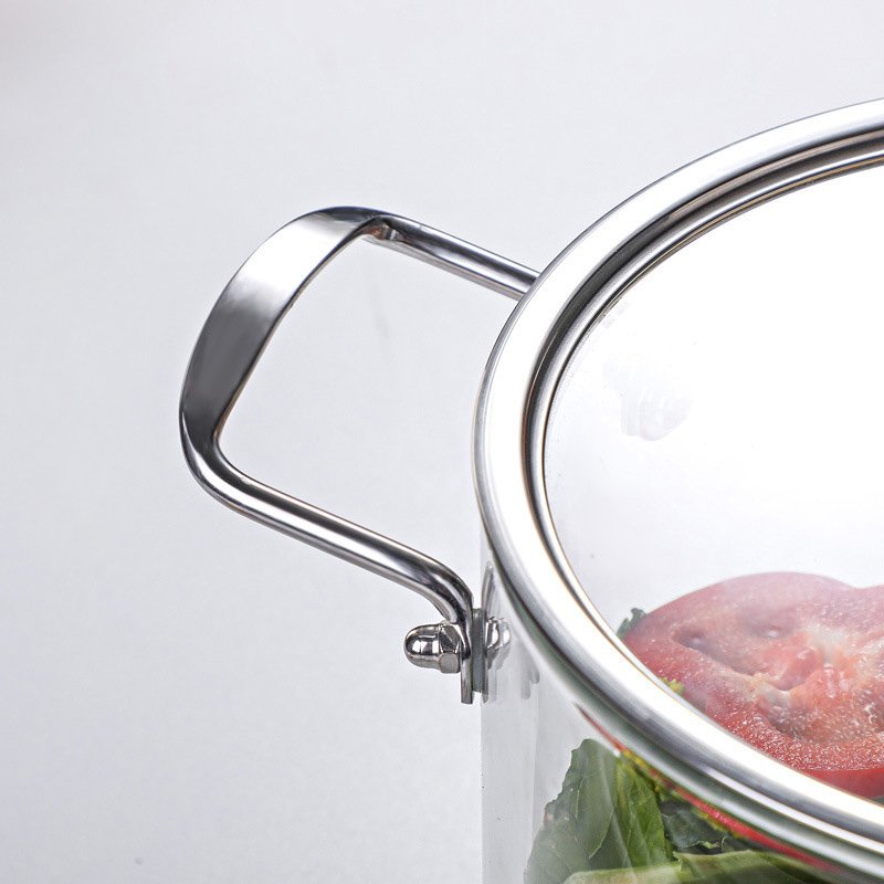 Hot Sale High Quality New Design Borosilicate Clear Glass Cooking Pot Cookware Set with Wooden Handles
