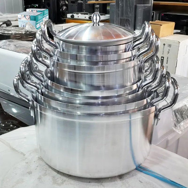 Best Selling Heavy 6.2KG Casserole Soup Pots Satin Finished Cooking Pot Cookware Set In Kitchen 14pcs Aluminum Cooking Pot Set