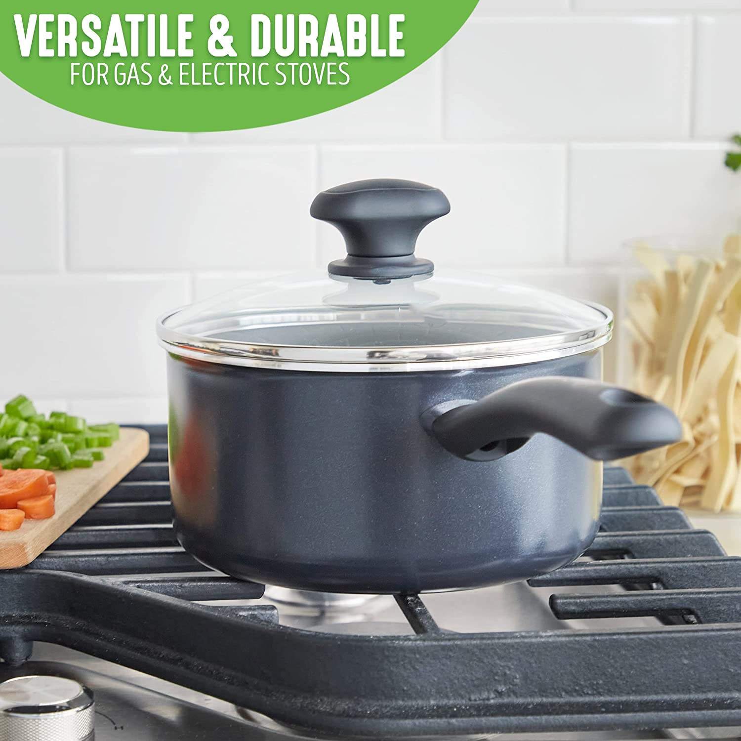 Best selling nonstick pure black High Quality kitchen pots and pans set cheap but practical kitchen cookware set