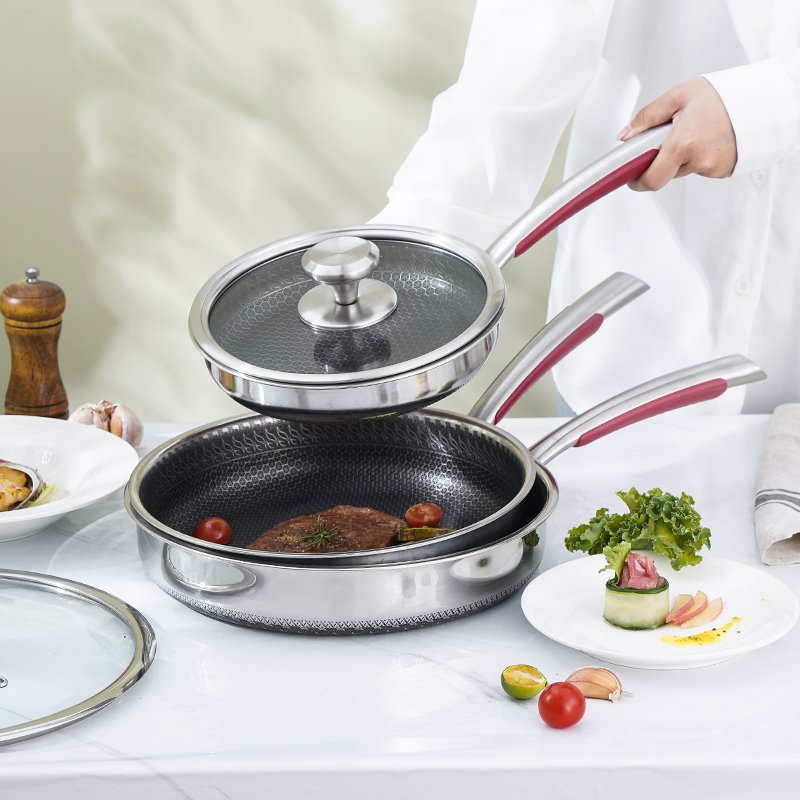 Customized Wok Stainless Steel 316 Non-Stick Frying Pan Cook Set Milk Pan Cooking Pot Set non stick Honeycomb Cookware Sets