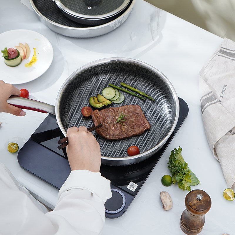 Customized Wok Stainless Steel 316 Non-Stick Frying Pan Cook Set Milk Pan Cooking Pot Set non stick Honeycomb Cookware Sets