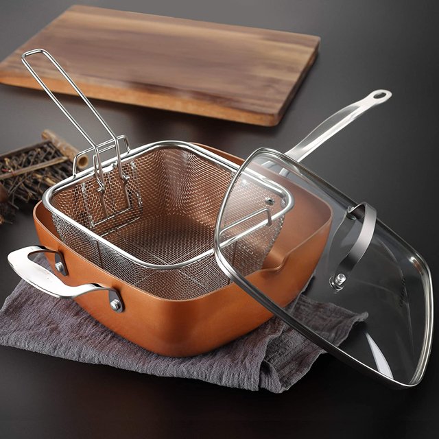 4 pieces nonstick ceramic square Cookware Set in copper color