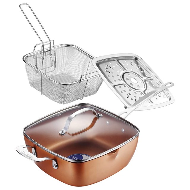 4 pieces nonstick ceramic square Cookware Set in copper color