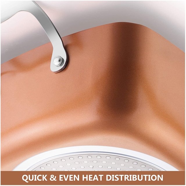 4 pieces nonstick ceramic square Cookware Set in copper color