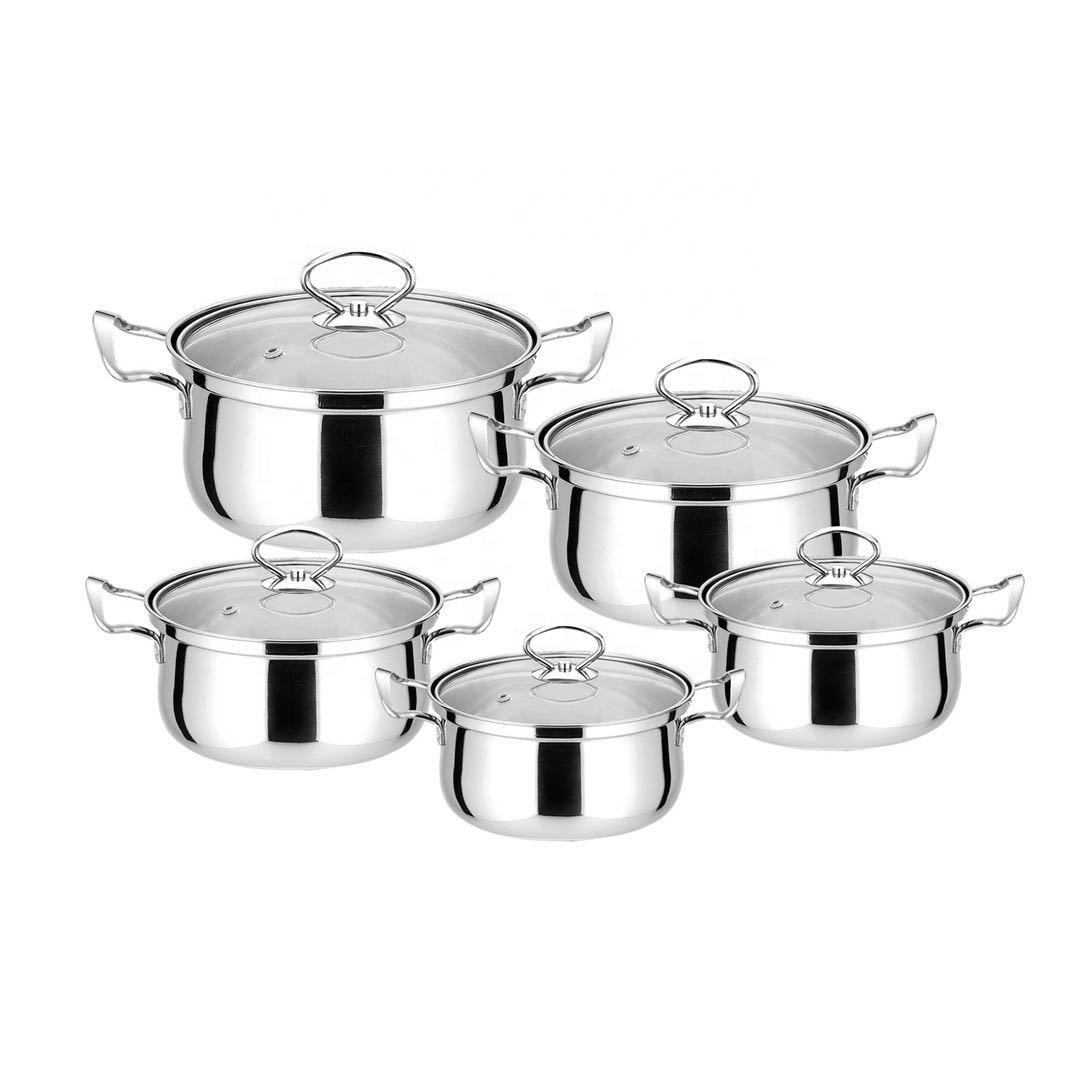 10 pieces cookware sets stainless steel soup pot set stockpot kitchen accessories new products 2024 with lid colorful handle