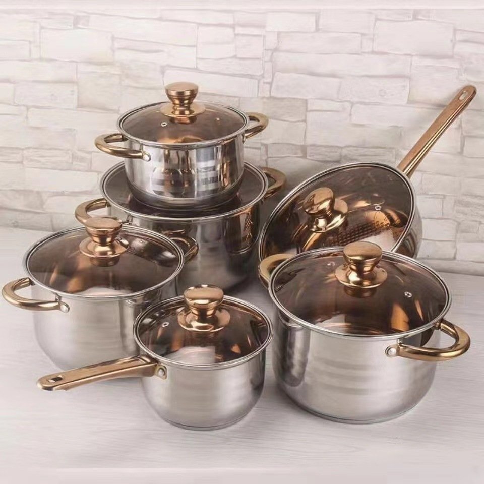 Non Stick 6 pcs Stainless Steel Cookware Set Soup Pot Multifunctional Induction Cooker