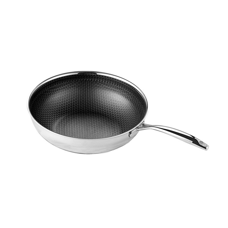 7 pc HexClad Hybrid Cookware Set w/ Lids Stainless Steel Wok Kitchenware 3-ply Stainless Steel Honeycomb Non Stick Wok Pan