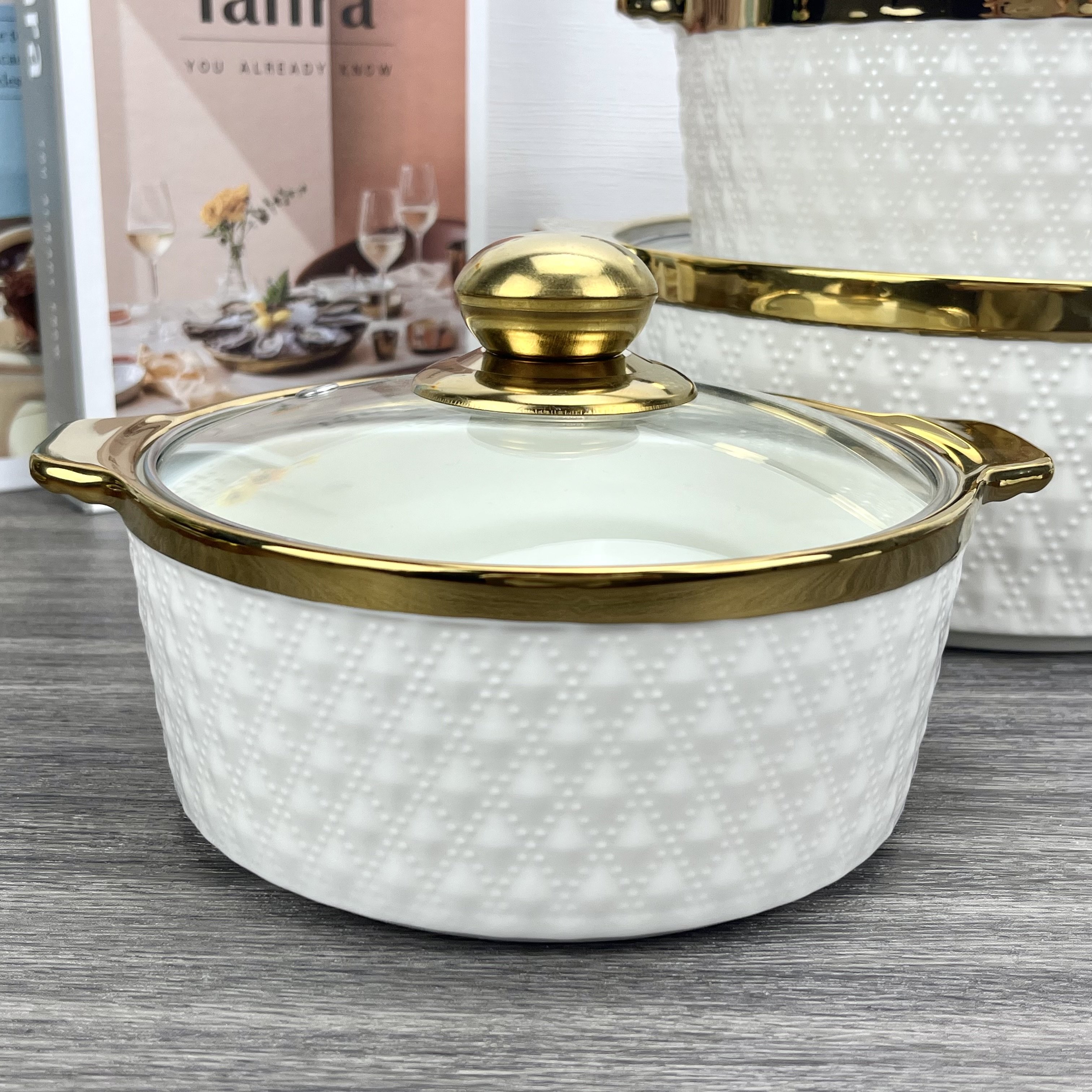 Serveware Dinnerware Plates Kitchen Products Items Bowl Non Stick Cookware Sets Casserole Ceramic Soup Cooking Pot Set With Lid