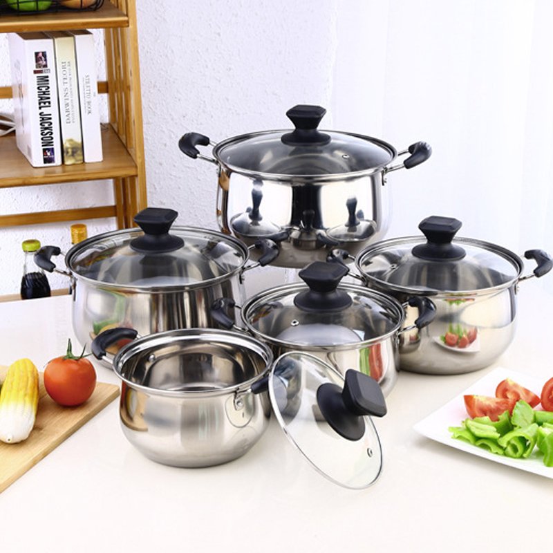 Customization kitchen utensils Stainless Steel pots and pans non-stick cookware set Handles Bakelite