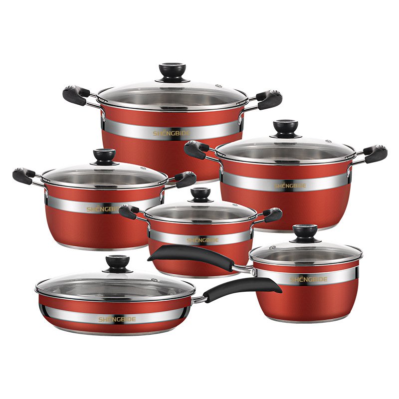 Heavy Premium Kitchen Cookware 12-Piece Cookware Set Chef's Classic Stainless Steel Collection Pots and Pans Set
