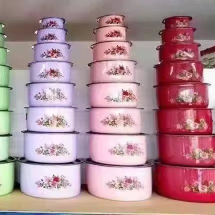 8pcs 14-18-22-26-28-30-32-36cm Cooking Pots and Pans enamel Cookware Set non stick cookware sets