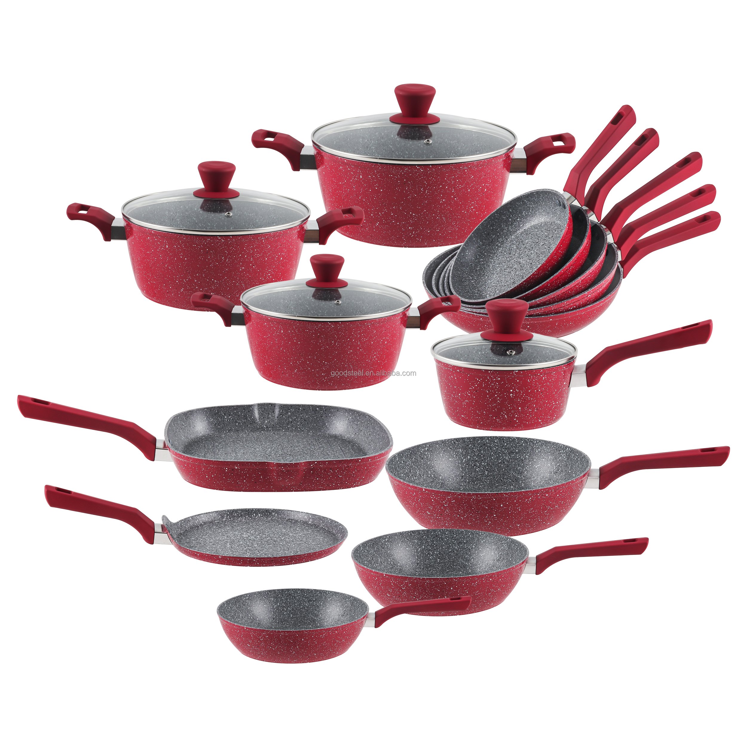 best selling products 2024 OZONE Popular Non Stick Pot Marble Casserole Pot Fry Pan Set Die Cast Aluminum Cooking Cookwar