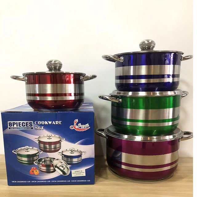 Soup Pots Set of 4 18/20/22/24cm Stainless Steel Soup Cookware Sets Stock Pots Round Cooking Pot with Lid