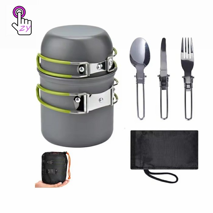 Camping Hiking Cookware Set Outdoor Portable Picnic Cookware Kit Alumina Pot Set Travel Cooking Accessory Pot for Camping