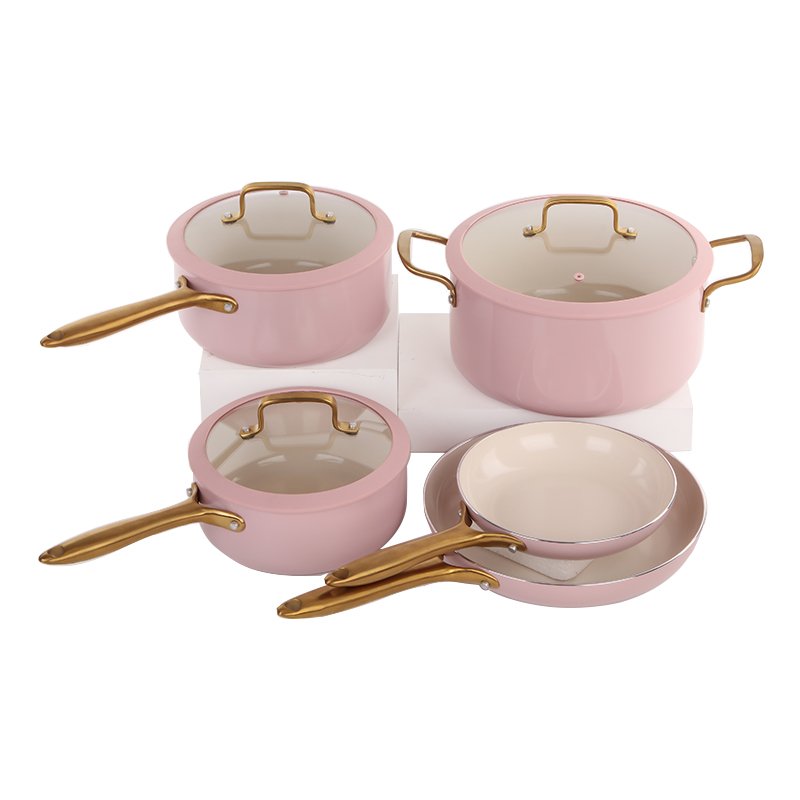 great nonstick cookware sets blue color ceramic cooking pot and pan set with ss handle