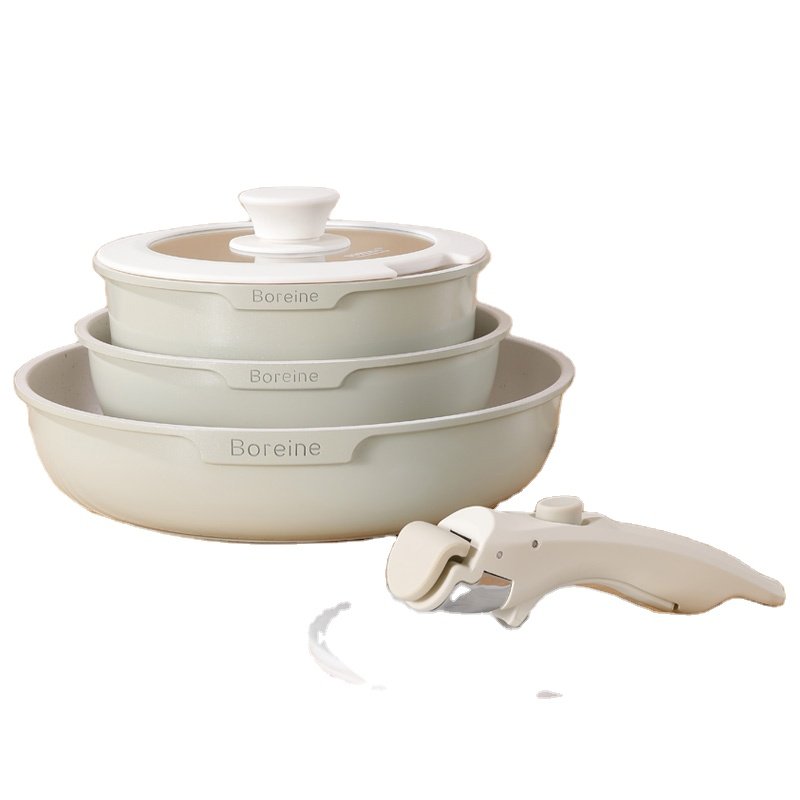 BOREINE 5 pcs cookware set with detachable handle have ready stock houseware wholesale