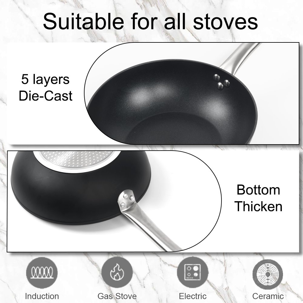LINK LIFE 24cm Kitchen Stockpot With Glass Lid,Stainless Steel Cooking Pots Sets With Tempered Glass Lid Riveted Handle