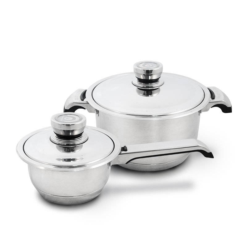 Factory Price Wide Edge Heavy Duty Stainless Steel Cookware Set with Thermometer Lid