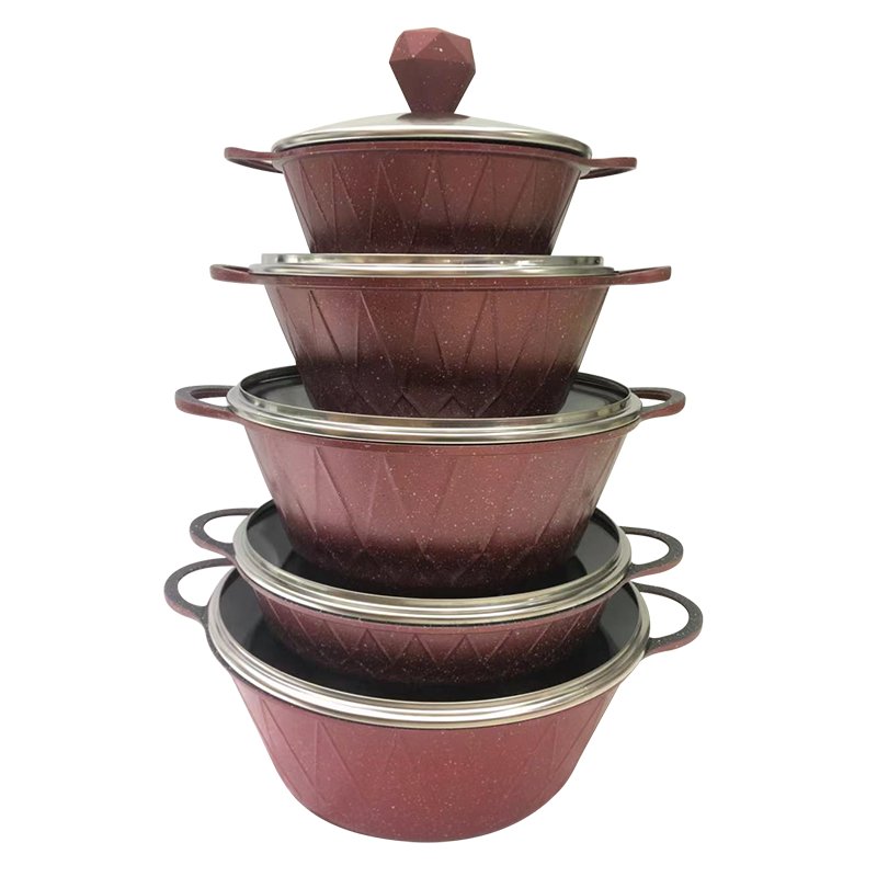 New Arrival 10PCS Kitchen Cooking Pot Granite Coating Non Stick Cookware Forged Aluminum Nonstick Cookware Set