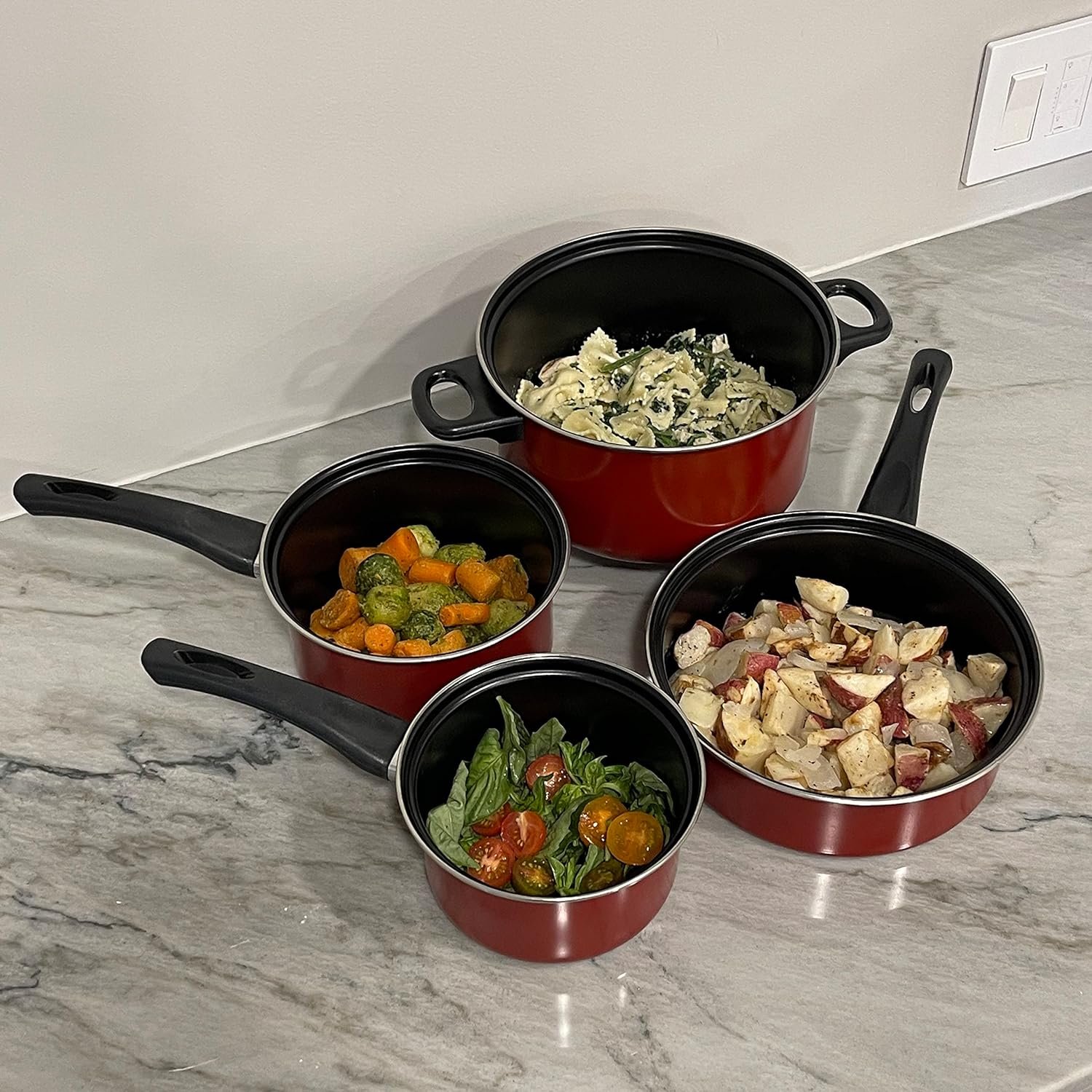 Wholesale Cookware 8 Piece Set Nonstick Cookware Stock Pot Frying Pan Multi-piece Kitchen Cookware Set