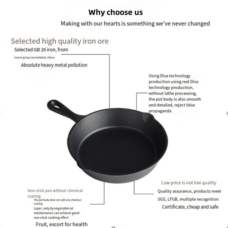 High quality hot style pre-seasoned cookware set 6/8/10 inch cast iron skillet 3pcs set round black frying pan with Iron handle