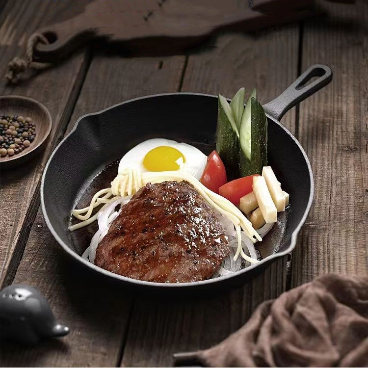 High quality hot style pre-seasoned cookware set 6/8/10 inch cast iron skillet 3pcs set round black frying pan with Iron handle