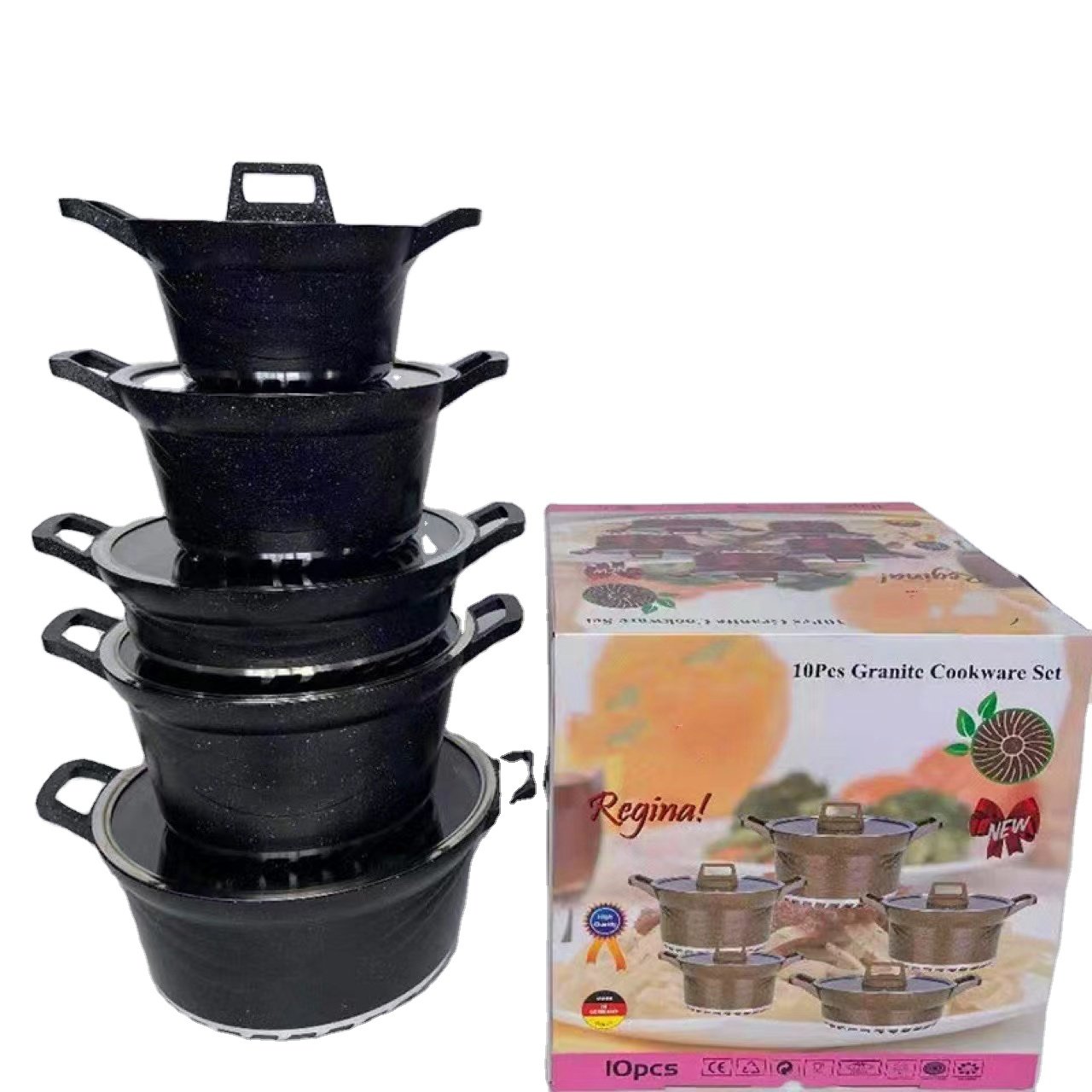 High Quality Dessini Pot Set Sauce Pan No-Stick Pot Vintage 10pcs Cookware-Set Casserole