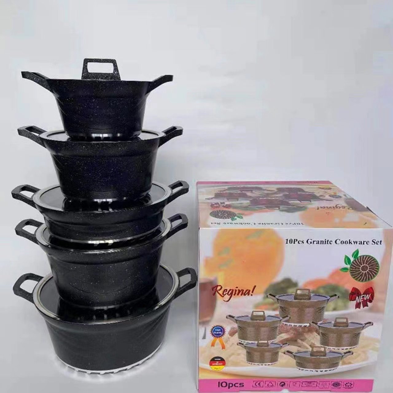 High Quality Dessini Pot Set Sauce Pan No-Stick Pot Vintage 10pcs Cookware-Set Casserole