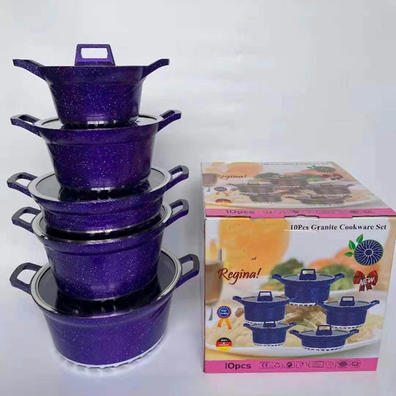 High Quality Dessini Pot Set Sauce Pan No-Stick Pot Vintage 10pcs Cookware-Set Casserole