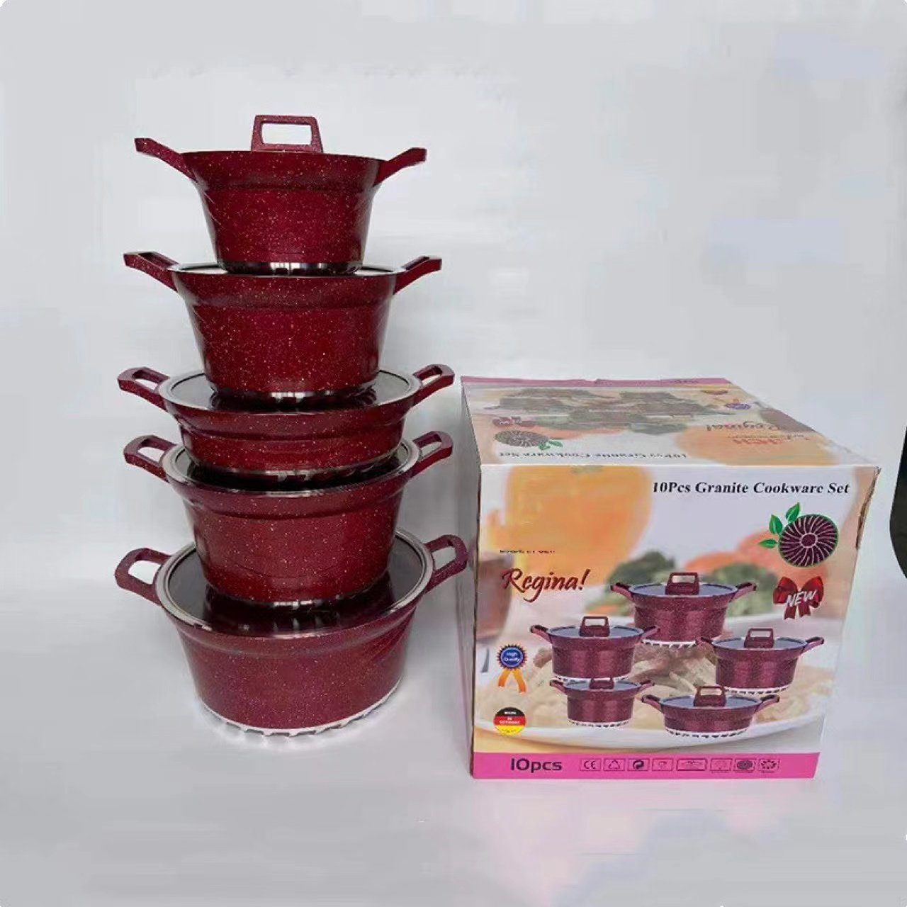 High Quality Dessini Pot Set Sauce Pan No-Stick Pot Vintage 10pcs Cookware-Set Casserole