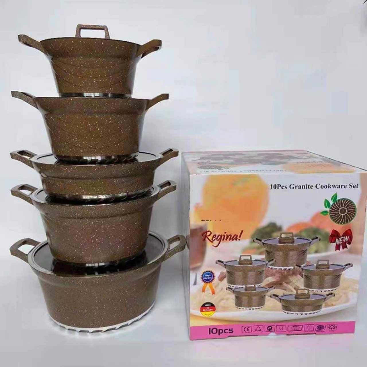 High Quality Dessini Pot Set Sauce Pan No-Stick Pot Vintage 10pcs Cookware-Set Casserole
