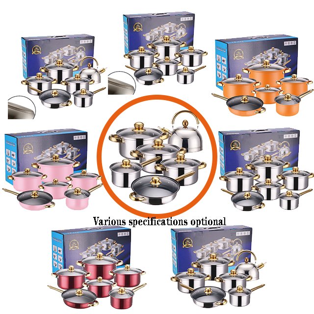 Factory direct sales kitchen is suitable for a variety of stoves stainless steel set of nonstick cookware