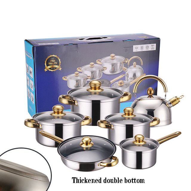Factory direct sales kitchen is suitable for a variety of stoves stainless steel set of nonstick cookware