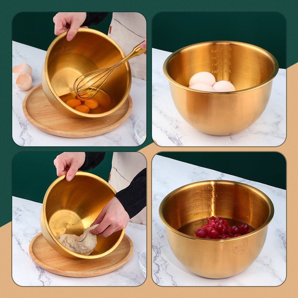 Custom Logo Metal 22cm Food Mixing Fruit Bowl Tableware Stainless Steel Salad Mixing Bowl