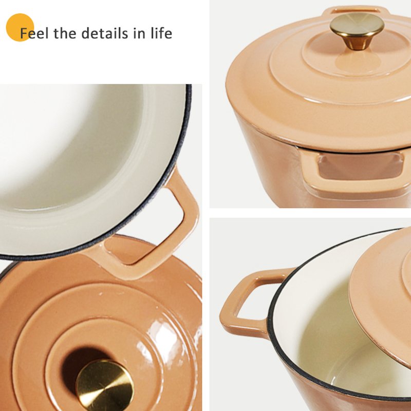 Wholesale Custom Non-Stick Enamel Cast Iron Cookware Set Enamel Cast Iron Dutch Oven Big White Cast Iron Pots Cookware Set